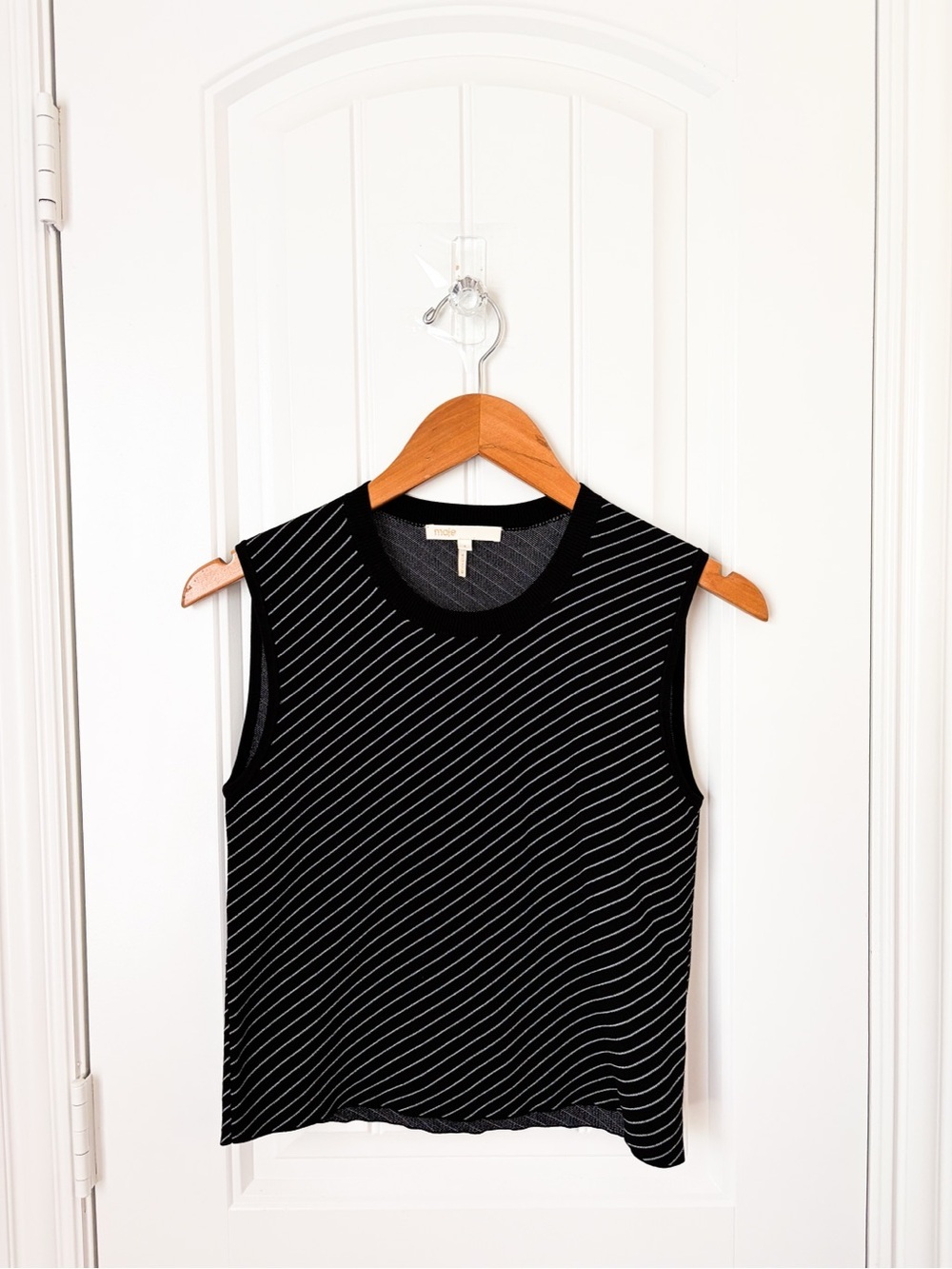 Maje Striped Knit Tank Top Black Size Size Small
